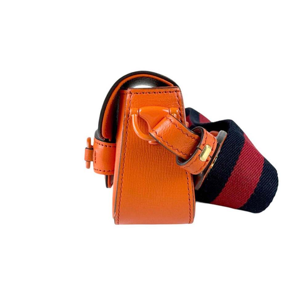 GUCCI Orange Leather Horsebit Shoulder Bag - Picture 2 of 13